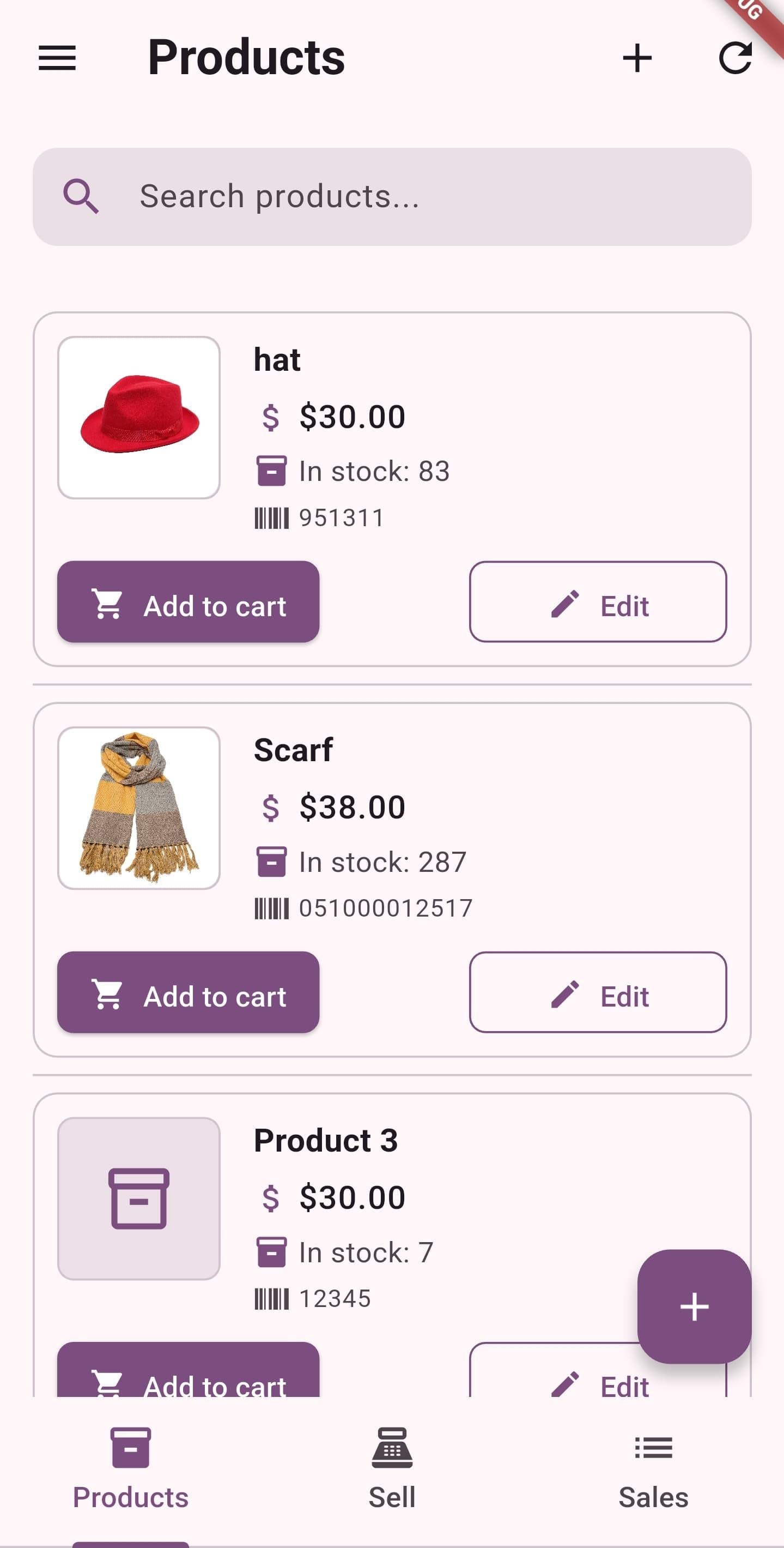 AMAL POS product inventory catalog and home dashboard in light mode